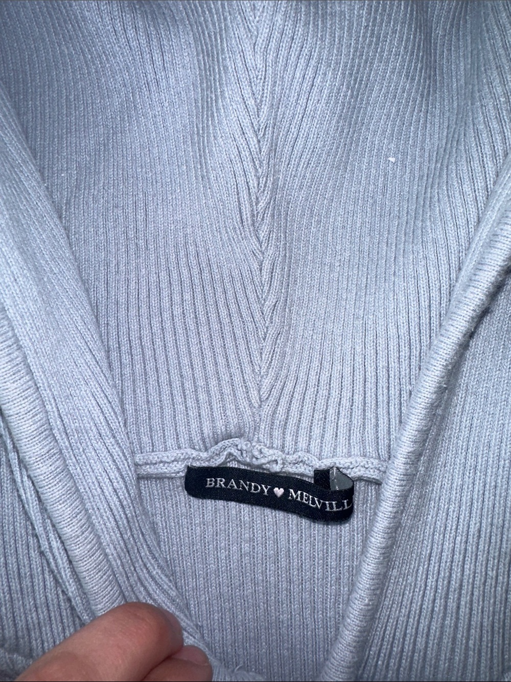 Brandy Melville Light Blue Ribbed Zip-Up Hoodie - Picture 2 of 3